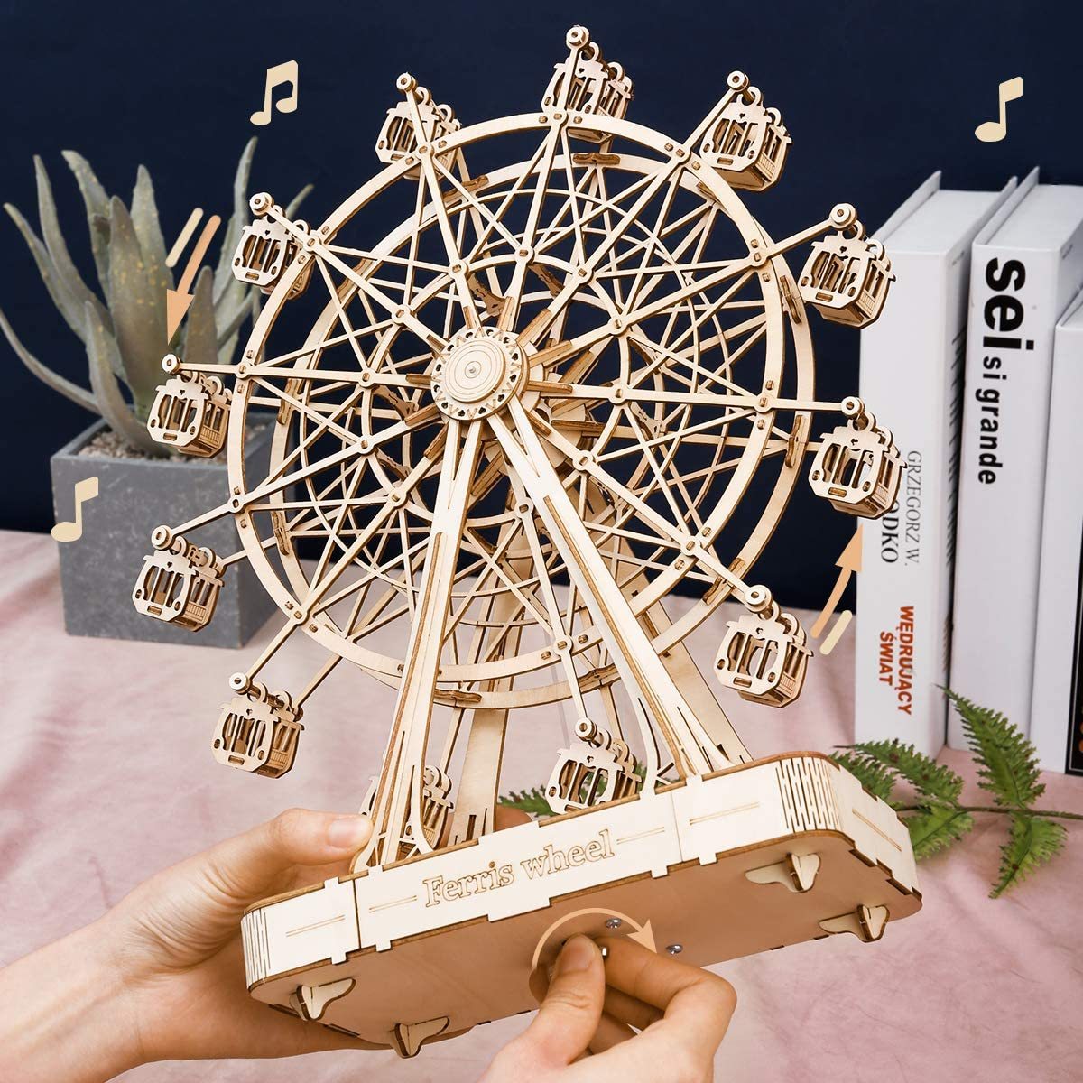 Robotime DIY Wooden Rotatable Ferris Wheel Music Box (TGN01).