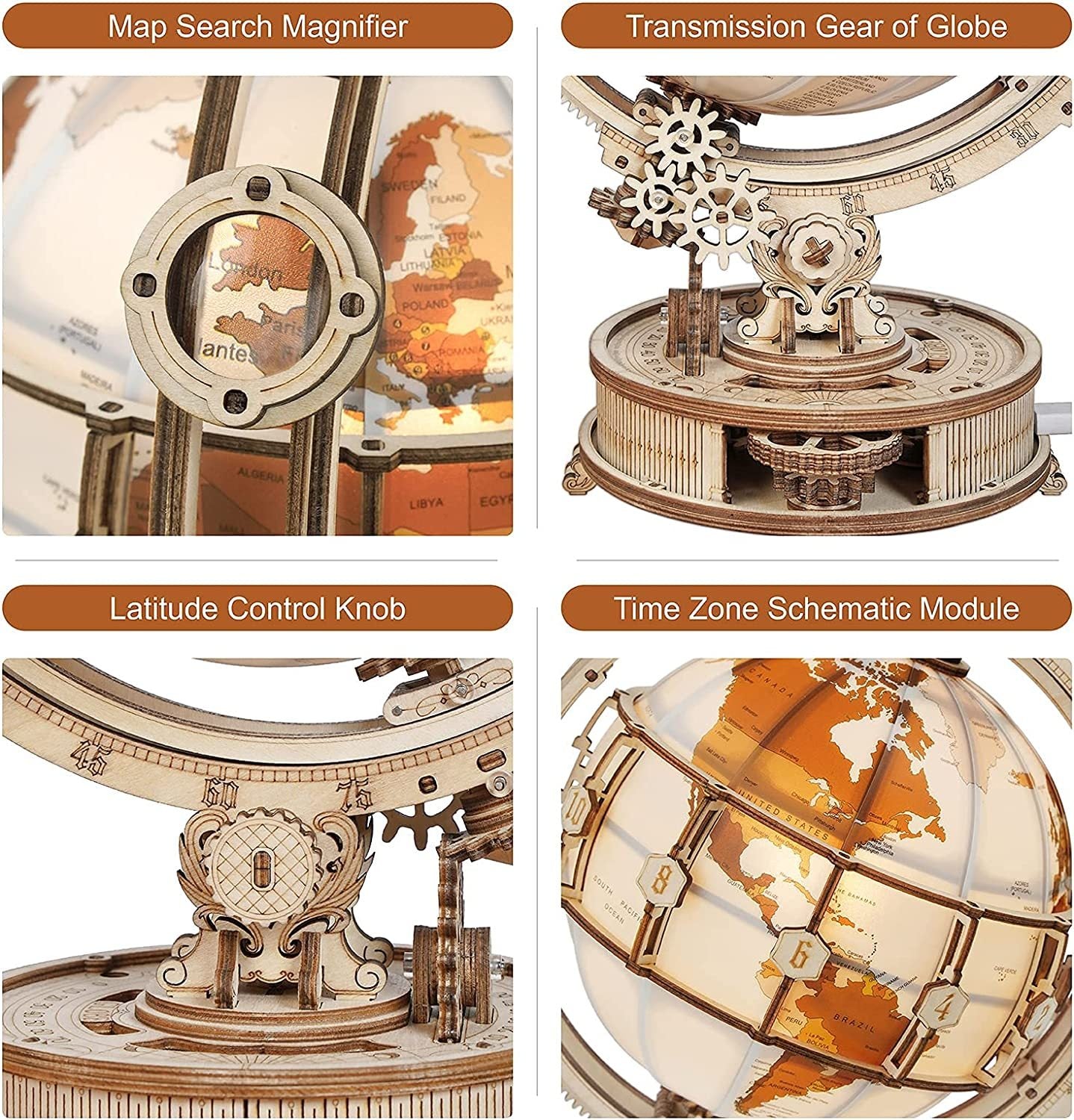 Rokr Luminous Globe DIY Wooden Kit.