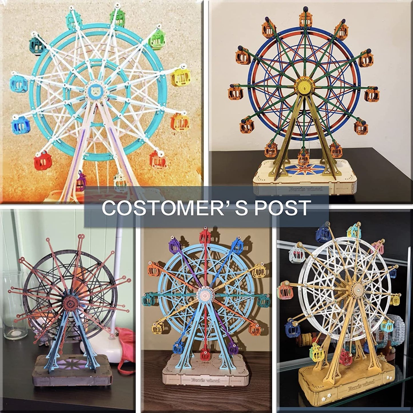 Robotime DIY Wooden Rotatable Ferris Wheel Music Box (TGN01).
