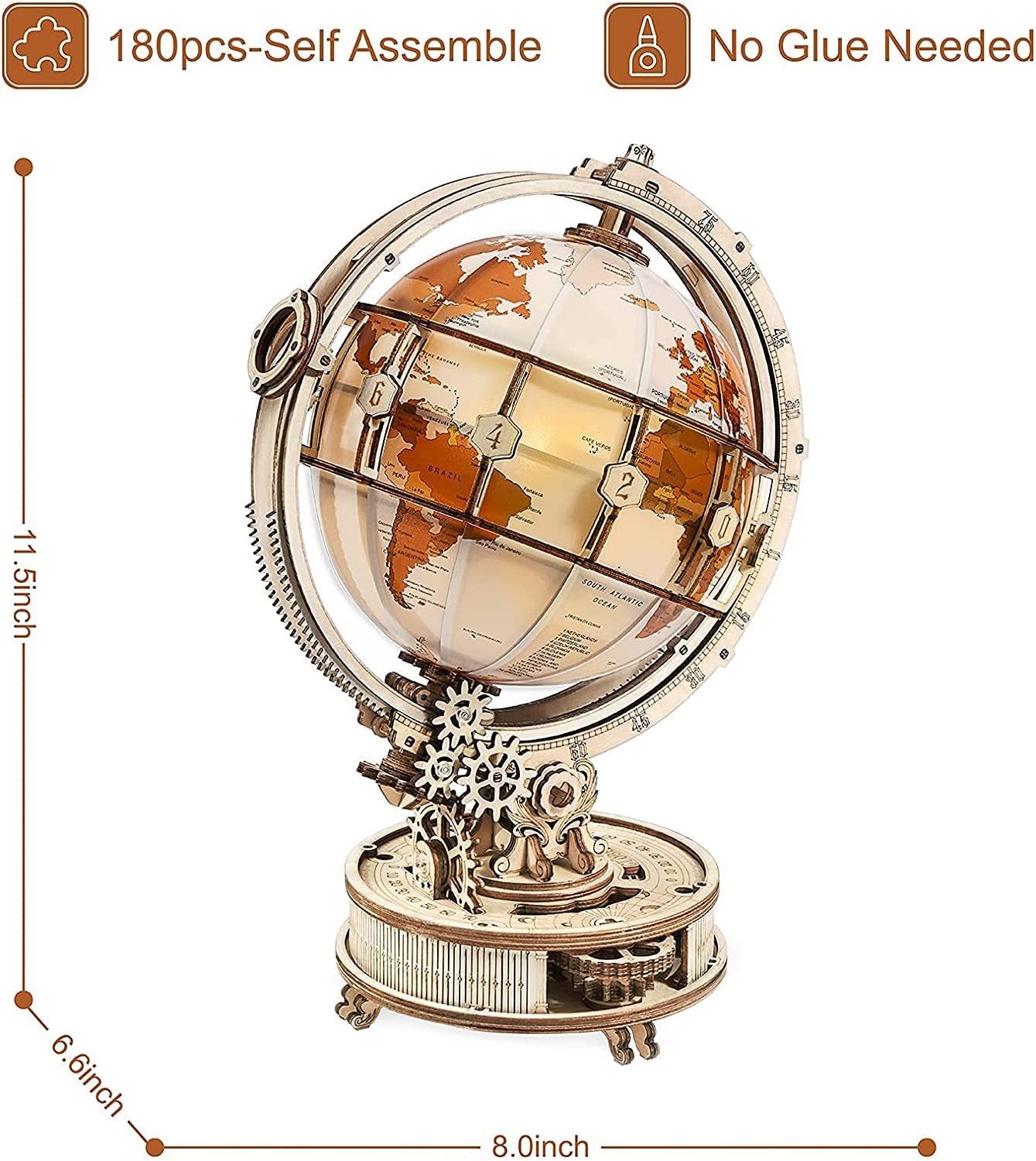 Rokr Luminous Globe DIY Wooden Kit.